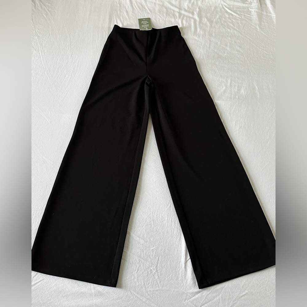 H&M High Rise Elastic Waist Wide-Leg Black Pants NWT